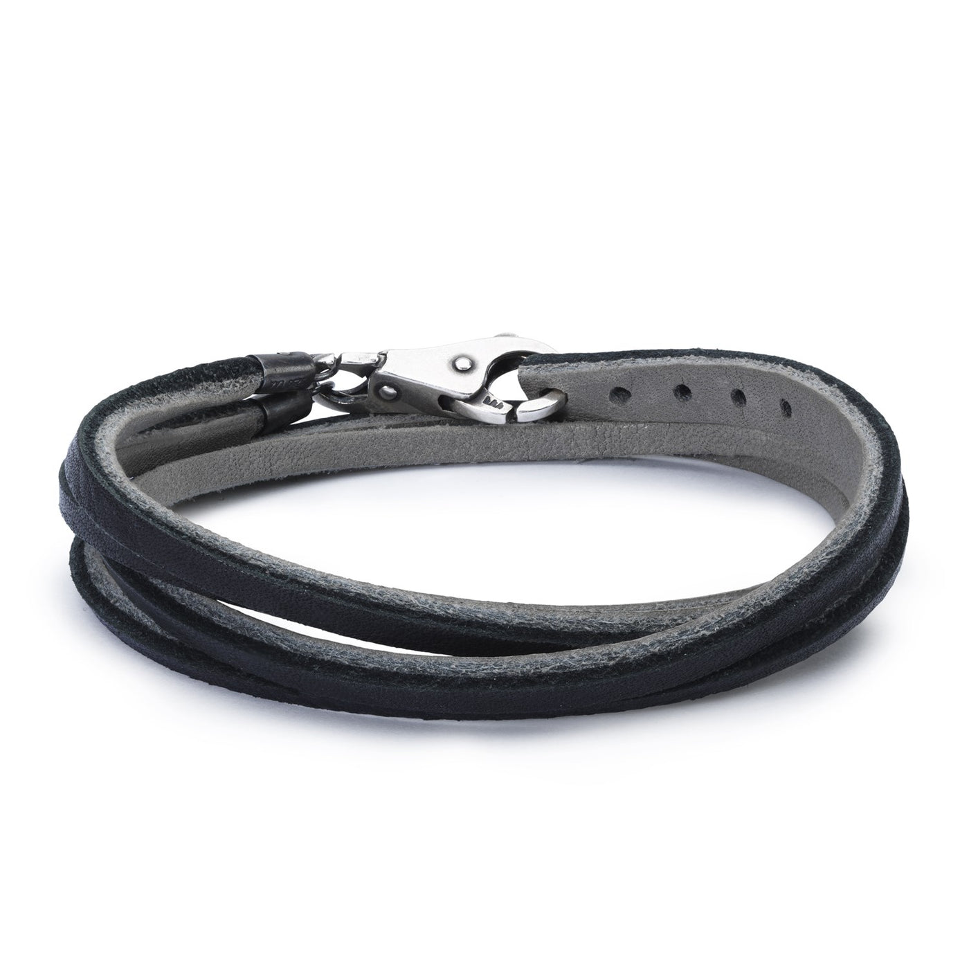 Pulsera de Cuero Negro/Gris